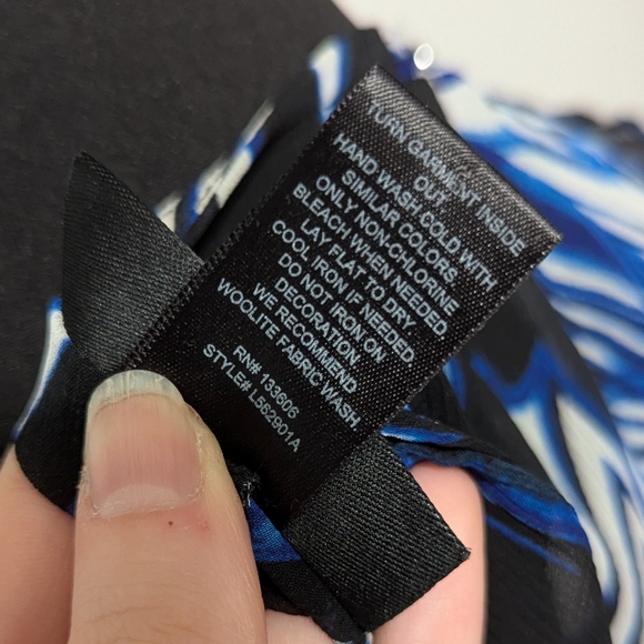 Ashley Stewart Shear Blue Women's Blouse with Beaded Neckline - Picture 8 of 8